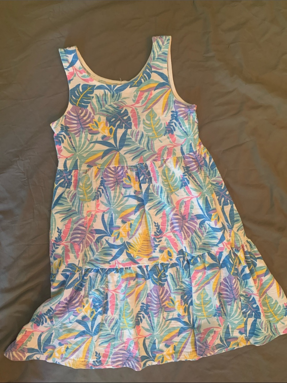 wonder nation White Multicolor Tropical Leaf Tank Dress
